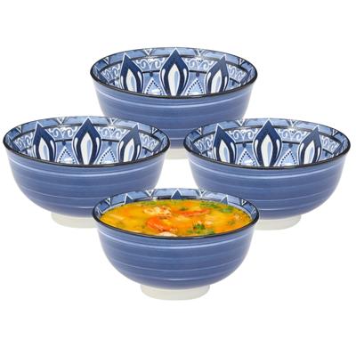 Soepkommen Tokyo style - blauw - 10x stuks - 12 x 6 cm - keramiek - soepkommetjes - schaaltjes