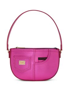 Dolce & Gabbana Kids sac porté épaule en cuir à plaque logo - Rose