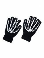 Handschoenen zwart met bottenprint - thumbnail