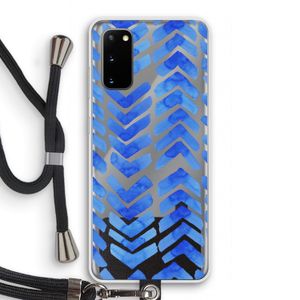 Blauwe pijlen: Samsung Galaxy S20 Transparant Hoesje met koord