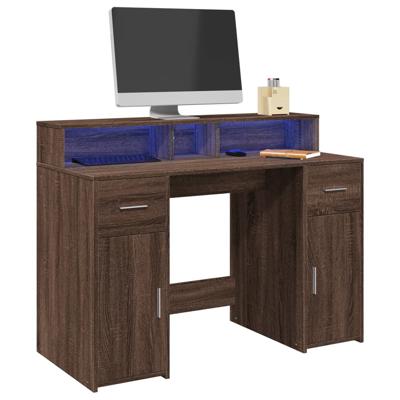 Bureau met LED-verlichting 120x55x91 cm hout bruin eikenkleurig