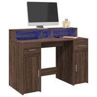 Bureau met LED-verlichting 120x55x91 cm hout bruin eikenkleurig