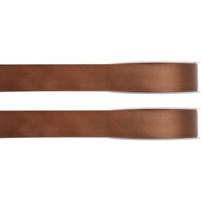 Hobby/decoratie satijnen lint - 2x - bruin - 1 cm x 25 meter - cadeauverpakking - polyester