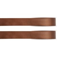 Hobby/decoratie satijnen lint - 2x - bruin - 1 cm x 25 meter - cadeauverpakking - polyester