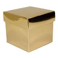 Luxe cadeaudoosje met deksel - goud metallic - 10 x 10 x 10 cm