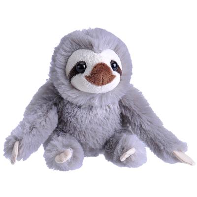 Wild Republic Pluche knuffel dieren Luiaard - grijs - 13 cm - Speelgoed knuffelbeesten