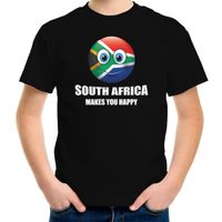Africa makes you happy landen t-shirt Zuid-Afrika zwart voor kinderen met Emoticon - thumbnail