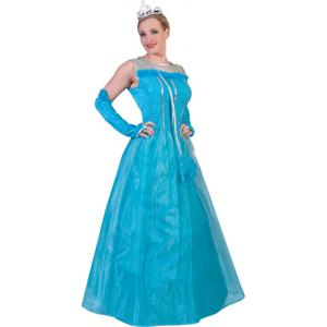 Blauwe prinsessenjurk voor dames - carnaval verkleed kleding - compleet