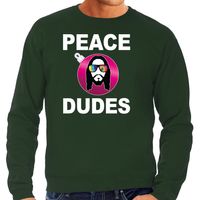 Hippie jezus Kerstbal sweater / Kerst outfit peace dudes groen voor heren - thumbnail