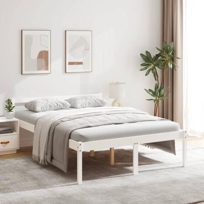 Seniorenbed massief grenenhout wit 135x190 cm
