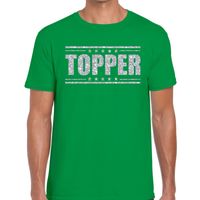 Topper t-shirt groen met zilveren glitters heren - thumbnail