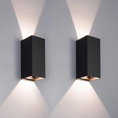 Set van 2 Miles S LED wandlamp dimbaar - up en down light buiten - 3000K warm wit- 10 Watt 760 lumen- IP65 waterdicht - Zwart - buitenverlichting