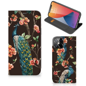 iPhone 12 Pro Max Hoesje maken Pauw met Bloemen