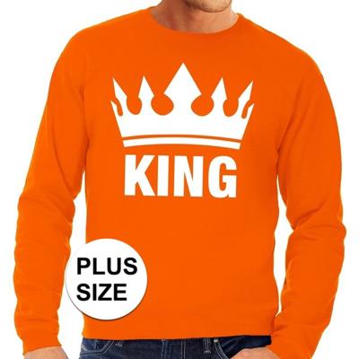 Bellatio Decorations oranje Koningsdag King sweater - heren - grote maten - supporters kleding