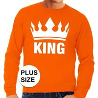Bellatio Decorations oranje Koningsdag King sweater - heren - grote maten - supporters kleding
