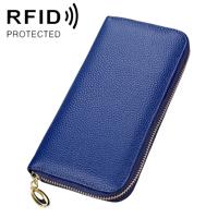 906 Antimagnetic RFID Litchi Texture Women Large Capacity Hand Wallet Purse Phone Bag with Card Slots(Blue)