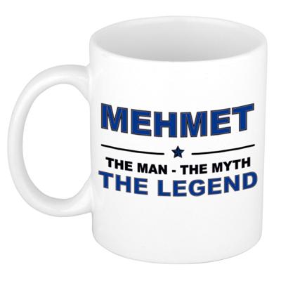 Mehmet cadeau mok - man myth legend - naam koffiemok / beker - wit en blauw - 300 ml
