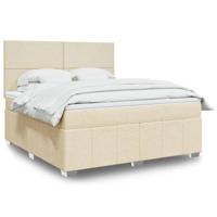 Boxspring met matras stof crèmekleurig 180x200 cm