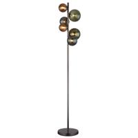 Globo Zwarte vloerlampRiha gekleurd glas 6-lichts - 56142-6S