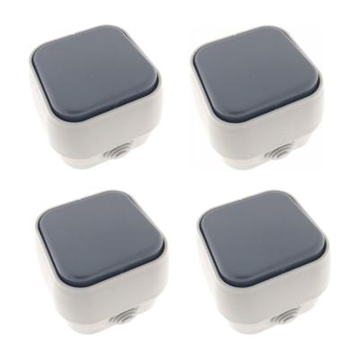 Wandcontactdoos - 4x - opbouw - IP54 - 10A - wit/antraciet - stof- en waterdicht