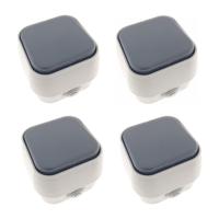 Wandcontactdoos - 4x - opbouw - IP54 - 10A - wit/antraciet - stof- en waterdicht