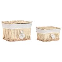 Decoratieve Doos Home ESPRIT Natuurlijk vlechtwerk Boho (2 Onderdelen)