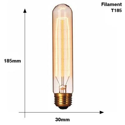 E27 40W Retro Edison gloeilamp gloeidraad Vintage ampul gloeilamp AC 220V(T185 Filament)
