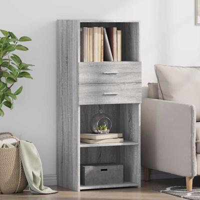 Hoge kast 50x42,5x124 cm bewerkt hout grijs sonoma eikenkleurig