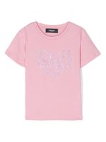 Versace Kids t-shirt en coton à ornements strassés - Rose - thumbnail