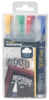 Securit Waterproof krijtmarker medium, blister met 4 stuks in geassorteerde kleuren - thumbnail