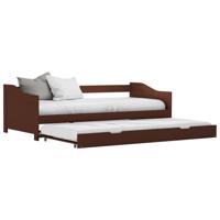 Bedbankframe uittrekbaar grenenhout donkerbruin 90x200 cm