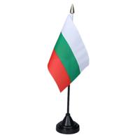 Vlag Bulgarije tafelvlaggetjes - 1x stuks - 10 x 15 cm vlag - met zwarte standaard - versiering