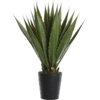 Groene agave kunstplanten 85 cm met zwarte pot   -