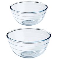 Set van 4x stuks glazen keuken schalen 1 en 2 liter - Serveerschalen - thumbnail