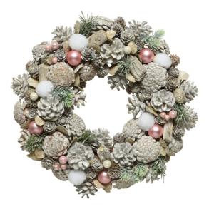 Decoris Kerstkrans - white wash - nepsneeuw en versiering - 34 cm