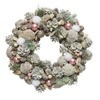 Decoris Kerstkrans - white wash - nepsneeuw en versiering - 34 cm - thumbnail