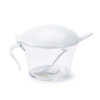 Suikerpotje - met lepeltje - kunststof - 320 ml - transparant - 15 cm