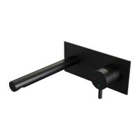 Brauer Black Edition Inbouw Wastafelmengkraan met Rechte Uitloop en Afdekplaat Model B1 Mat Zwart