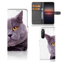 Sony Xperia 1 II | Telefoonhoesje | Met pasjeshouder | Kat