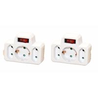 4x Stopcontactadapters/stopcontactsplitters/verdeelstekkers 3 voudig met schakelaar