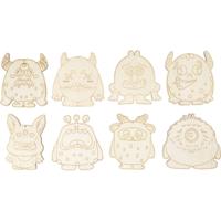Creativ Company Houten figuren, monsters, h: 12,4 cm, dikte 3 mm, 24 stuk/ 1 doos