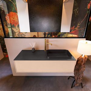 Badkamermeubelset Mondiaz Erin 120 cm met 1 Lade met RIDGE Wastafel Rechts Urban met 1 kraangat Greeploos Mat Rosee