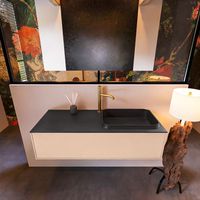Badkamermeubelset Mondiaz Erin 120 cm met 1 Lade met RIDGE Wastafel Rechts Urban met 1 kraangat Greeploos Mat Rosee