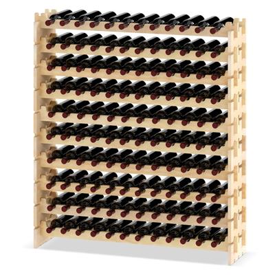 Wijnrek van Hout Stapelbaar Flessenrek voor 120 Flessen Wijnrek met 10 Niveaus 120 x 29 x 128 cm