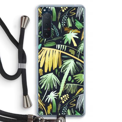 Tropical Palms Dark: Sony Xperia 5 II Transparant Hoesje met koord