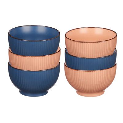 Kommetjes/serveer schaaltjes - 6x stuks - Mistique - porselein - D14 x H8 cm - 2 kleuren