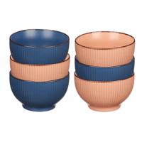 Kommetjes/serveer schaaltjes - 6x stuks - Mistique - porselein - D14 x H8 cm - 2 kleuren