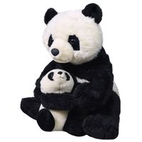 Pandaberen speelgoed artikelen panda met babypanda knuffelbeest zwart 38 cm - thumbnail