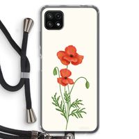 Red poppy: Samsung Galaxy A22 5G Transparant Hoesje met koord