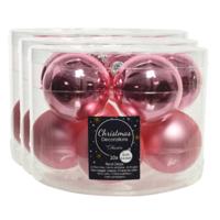 Kerstballen set - 40x stuks -? glas - lippenstift roze - 6 cm - glans/mat - kerstversiering